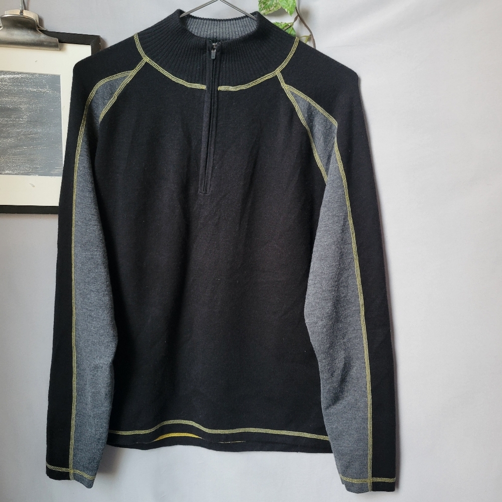 Meister Wool Ski 1/4‎ Zip Pullover Sweater Black M